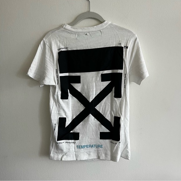OFF-WHITE Mona Lisa Temperature T-shirt men’s size XXS small rip on top in back - Picture 5 of 10